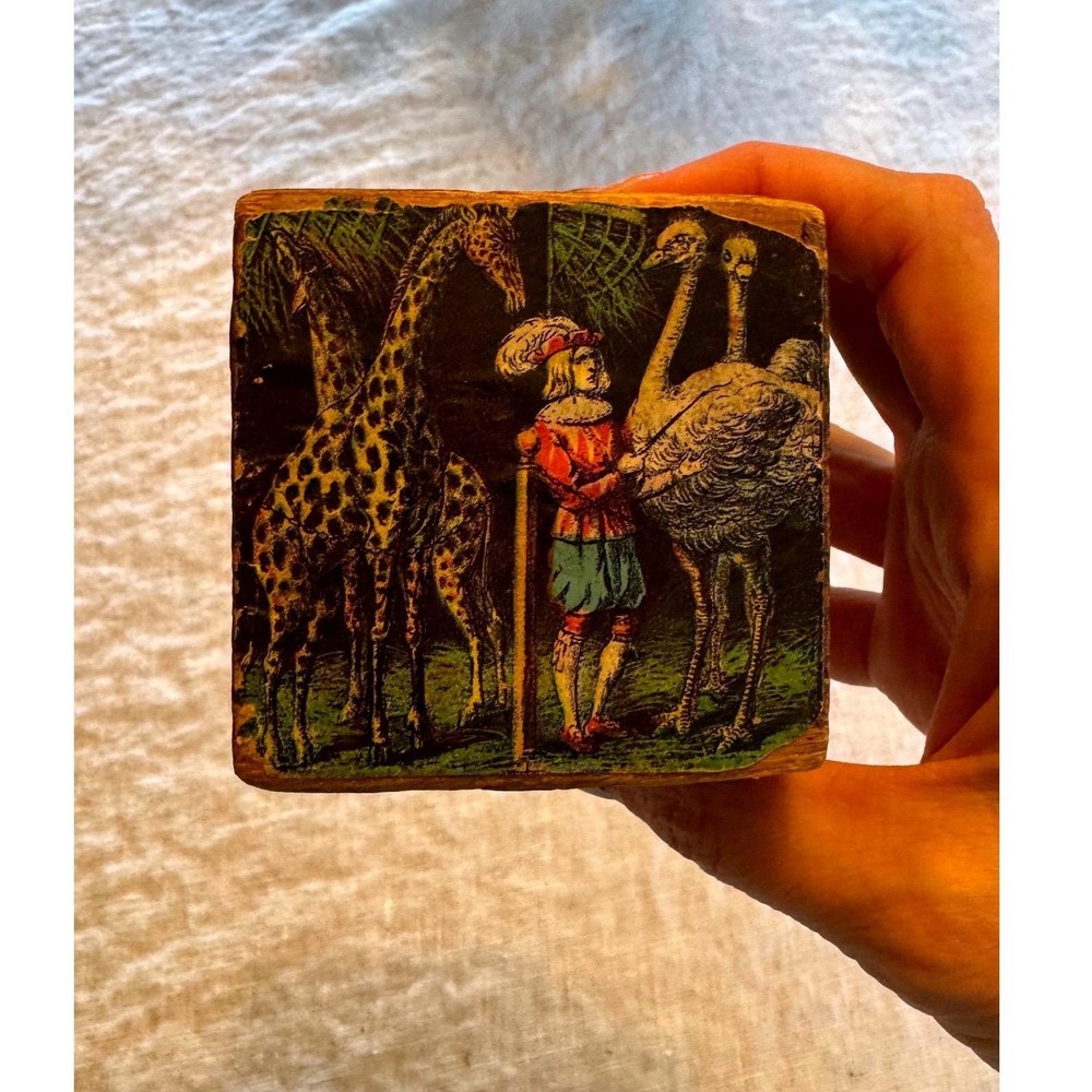 Antique Alphabet Blocks Wooden Child Nursery Decor Collectible Toys